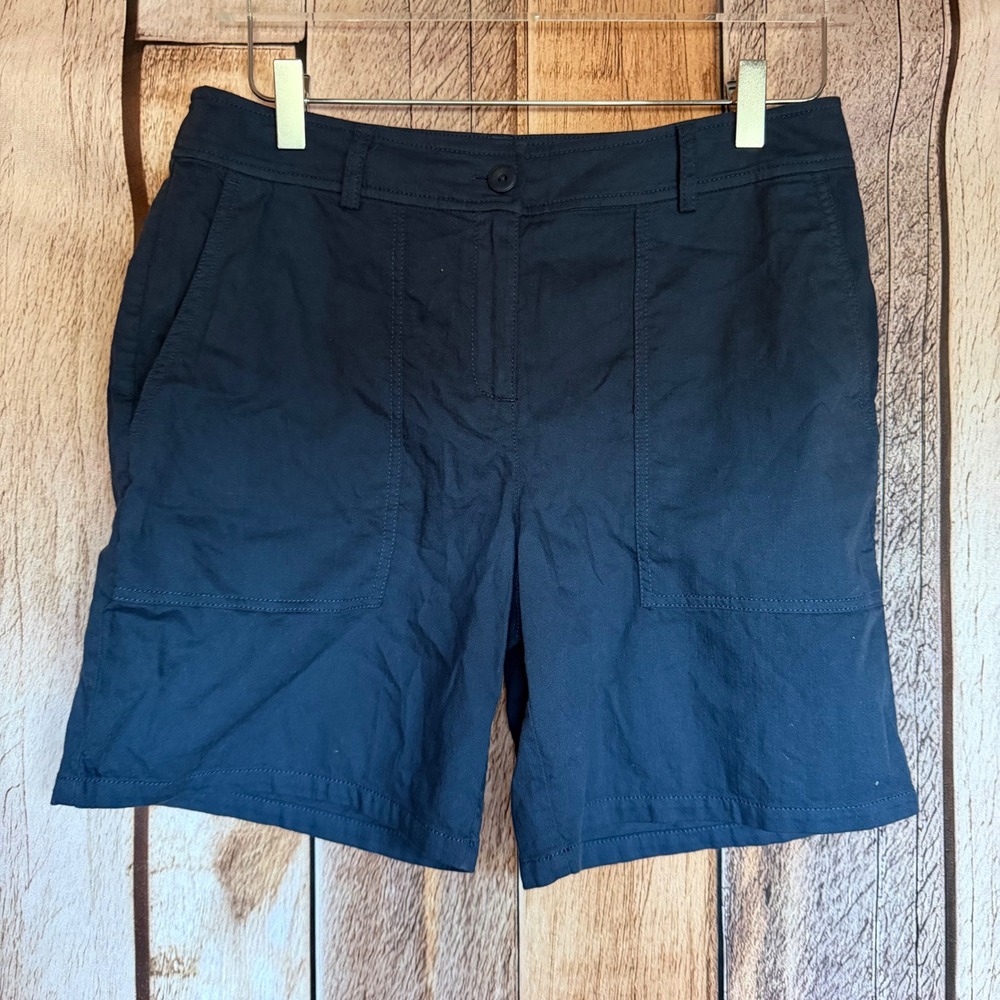 Eileen Fisher Indigo Shorts 100% Organic Cotton Sustainable Summer Size 6 NWT